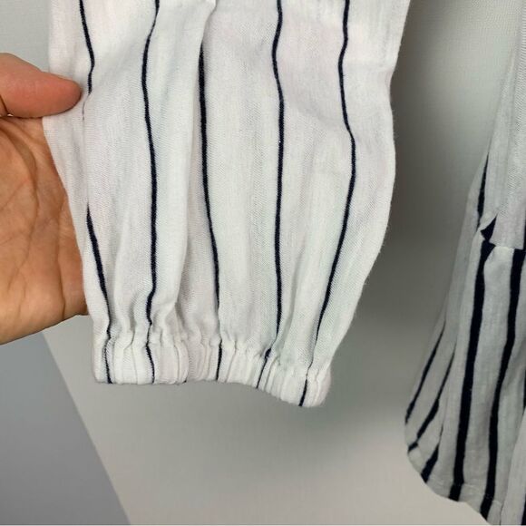 Anthropologie Maeve White Black Stripes Isola Long sleeves Top Tunic Size Small - Picture 6 of 12